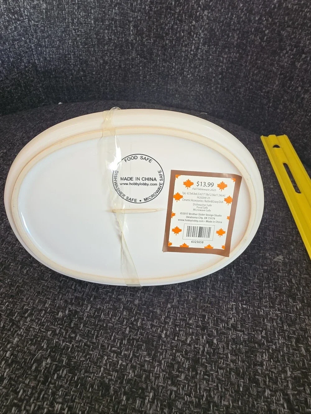 NWT Cream Pumpkin Ceramic Butter & Gravy Dish Hobby Lobby 6.7